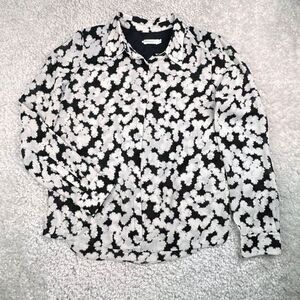 A.L.C Black White Floral Silk Button Up Blouse 6